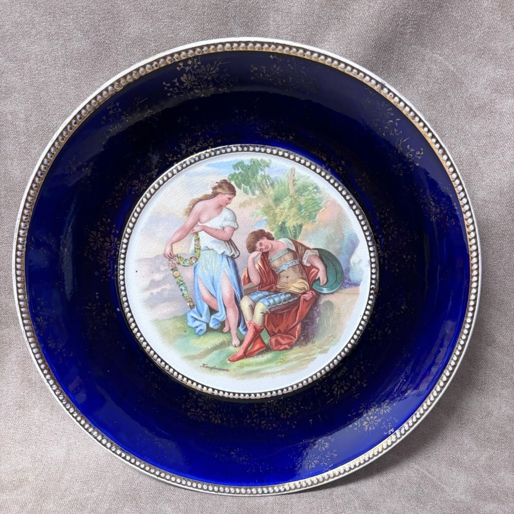 Antique Empire Works, Stoke on Trent, England. Cobalt Blue with 22 k Gold Plate